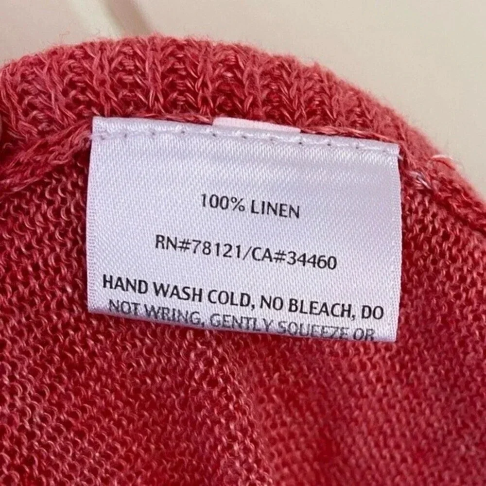 Eileen Fisher, Cascading Cardigan, Open Front, Linen,‎ Coral